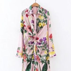 Vestido camisero con nudo de SHEIN